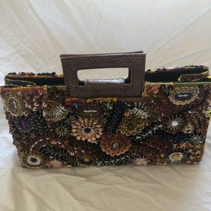 Laura Lee Brown Beaded Handbag